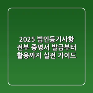 2025 법인등기사항 전부 증명서: 발급부터 활용까지 실전 가이드