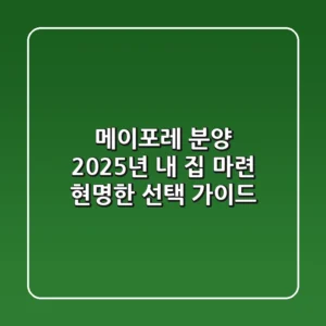 메이포레 분양, 2025년 내 집 마련 현명한 선택 가이드