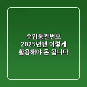 수입통관번호, 2025년엔 이렇게 활용해야 ‘돈’ 됩니다