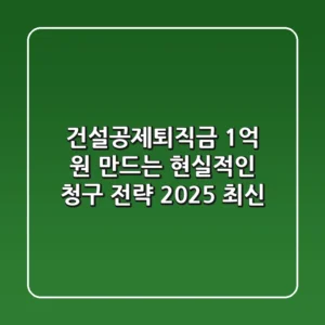 건설공제퇴직금, 1억 원 만드는 현실적인 청구 전략 (2025 최신)
