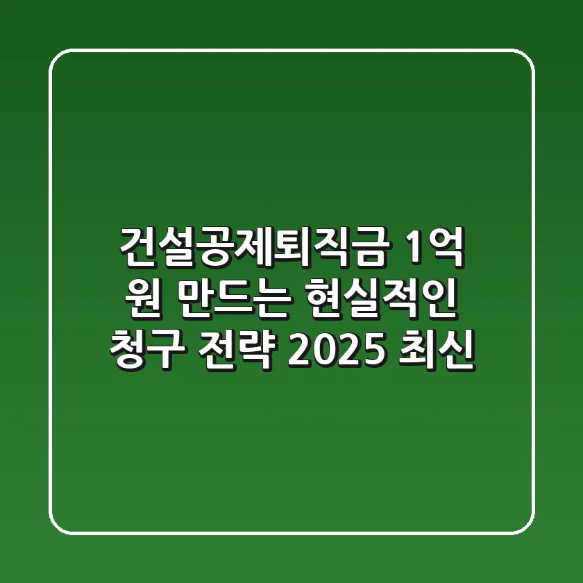 건설공제퇴직금, 1억 원 만드는 현실적인 청구 전략 (2025 최신)