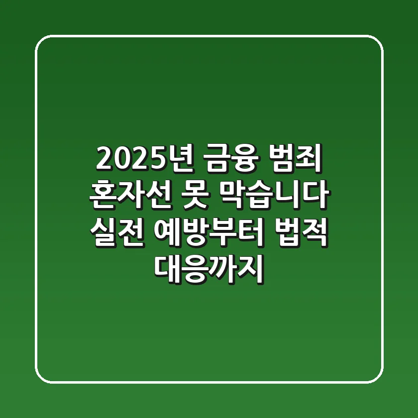 2025년 금융 범죄, 혼자선 못 막습니다: 실전 예방부터 법적 대응까지