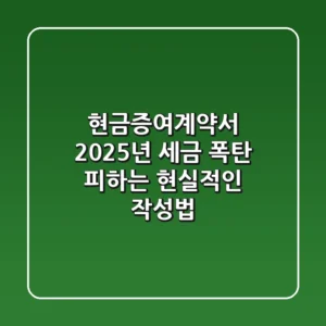 현금증여계약서, 2025년 세금 폭탄 피하는 현실적인 작성법