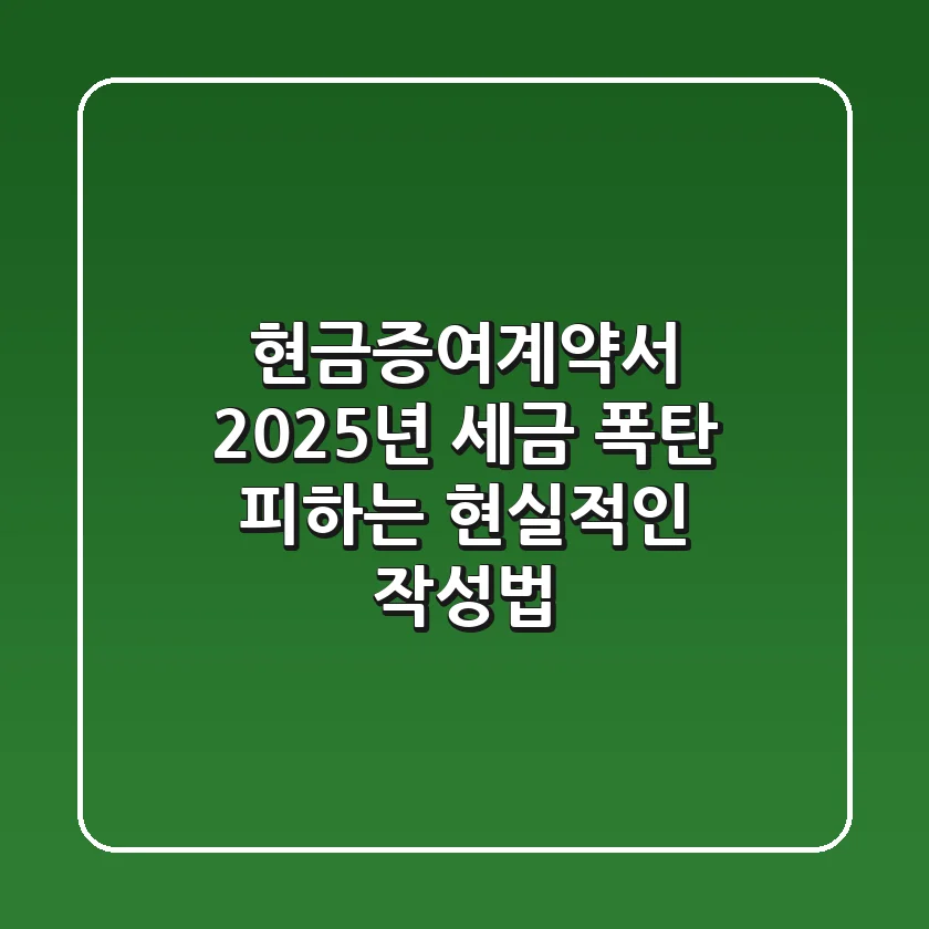 현금증여계약서, 2025년 세금 폭탄 피하는 현실적인 작성법
