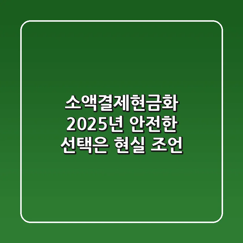 소액결제현금화, 2025년 안전한 선택은? 현실 조언