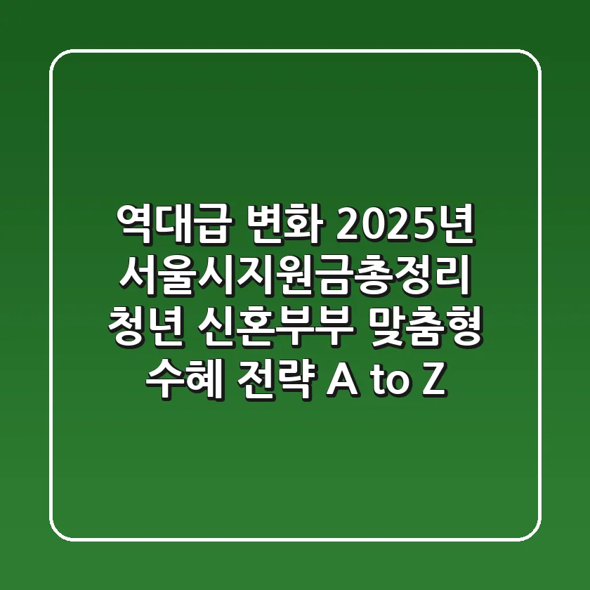 "역대급 변화", 2025년 서울시지원금총정리: 청년, 신혼부부 맞춤형 수혜 전략 A to Z