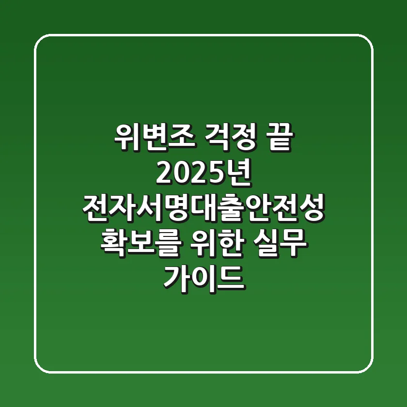"위변조 걱정 끝", 2025년 **전자서명대출안전성** 확보를 위한 실무 가이드