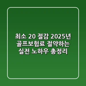 "최소 20% 절감?", 2025년 골프보험료 절약하는 실전 노하우 총정리