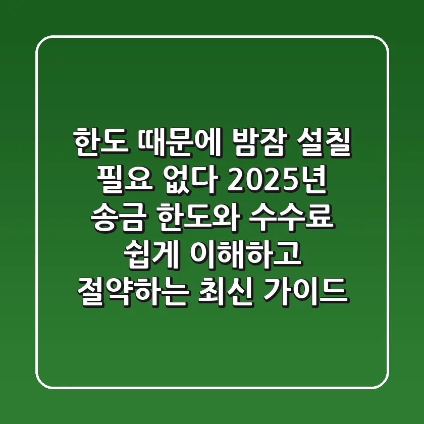 "한도 때문에 밤잠 설칠 필요 없다", 2025년 송금 한도와 수수료 쉽게 이해하고 절약하는 최신 가이드
