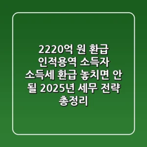 "2,220억 원 환급?", 인적용역 소득자 '소득세 환급' 놓치면 안 될 2025년 세무 전략 총정리