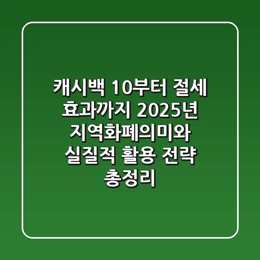 "캐시백 10%부터 절세 효과까지", 2025년 지역화폐의미와 실질적 활용 전략 총정리