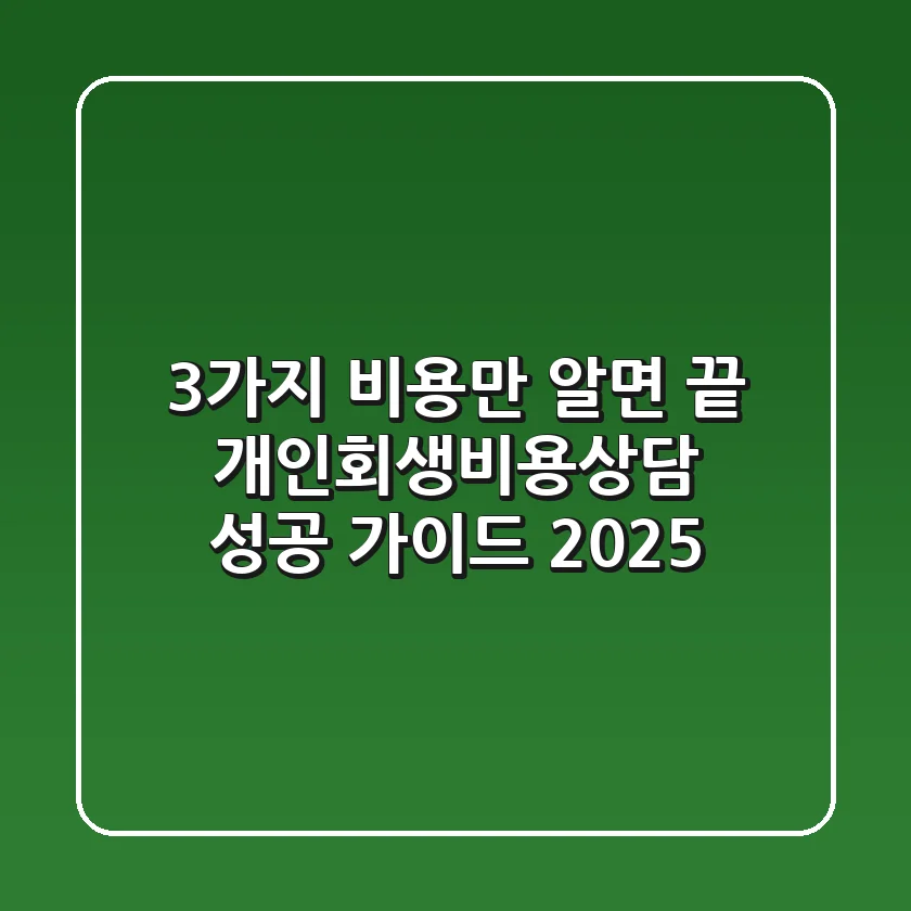 "3가지 비용만 알면 끝", 개인회생비용상담 성공 가이드 2025