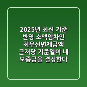 "2025년 최신 기준 반영", 소액임차인 최우선변제금액: 근저당 기준일이 내 보증금을 결정한다