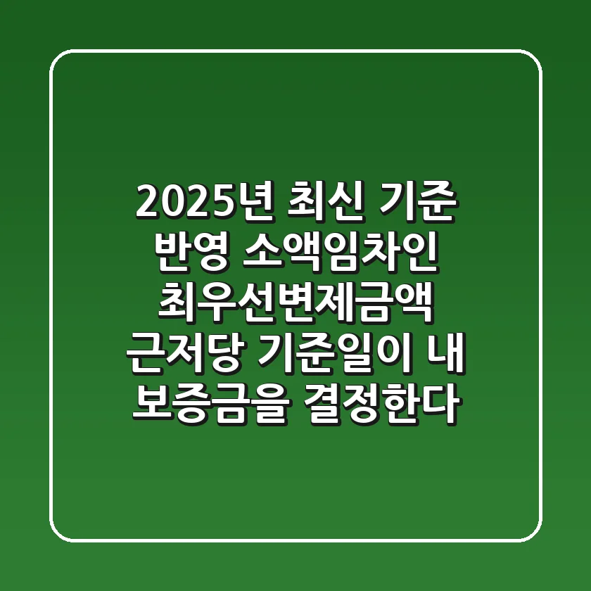 "2025년 최신 기준 반영", 소액임차인 최우선변제금액: 근저당 기준일이 내 보증금을 결정한다