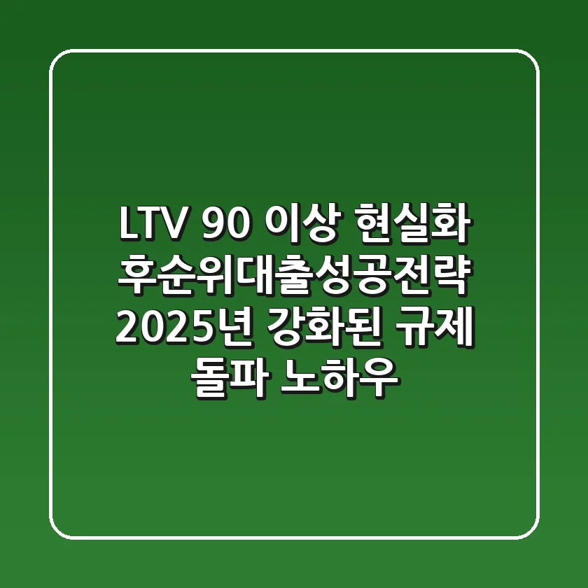 "LTV 90% 이상 현실화?", 후순위대출성공전략: 2025년 강화된 규제 돌파 노하우