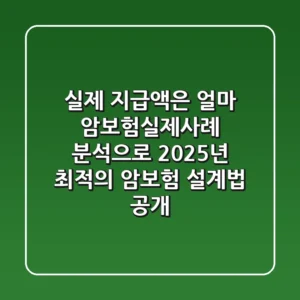 "실제 지급액은 얼마?", 암보험실제사례 분석으로 2025년 최적의 암보험 설계법 공개