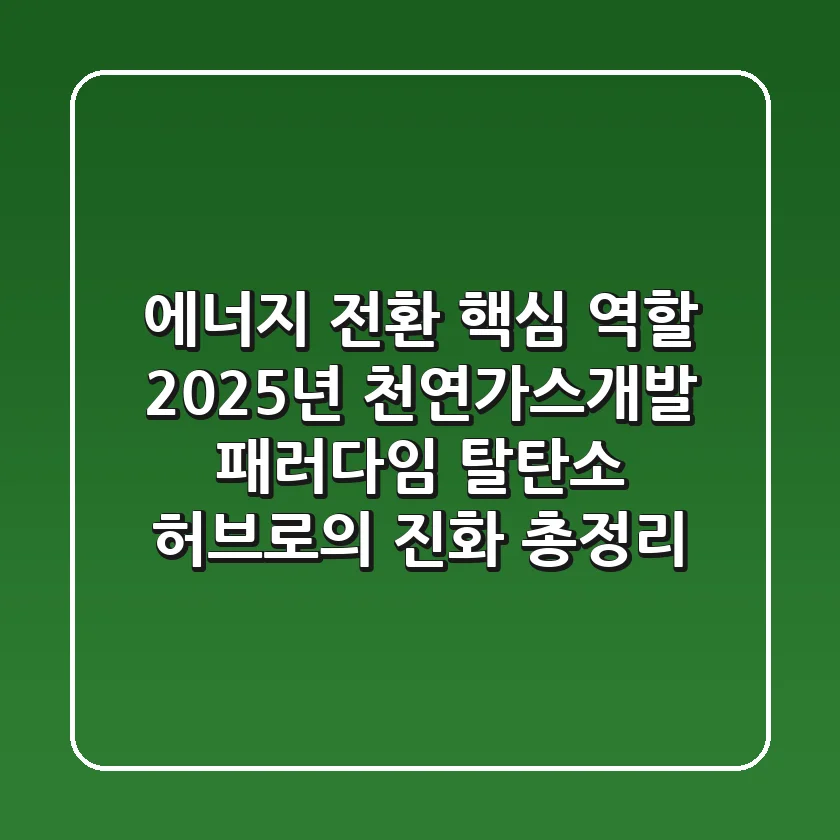 "에너지 전환 핵심 역할", 2025년 천연가스개발 패러다임: 탈탄소 허브로의 진화 총정리