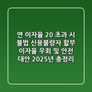 "연 이자율 20% 초과 시 불법", 신용불량자 할부 이자율 우회 및 안전 대안 2025년 총정리