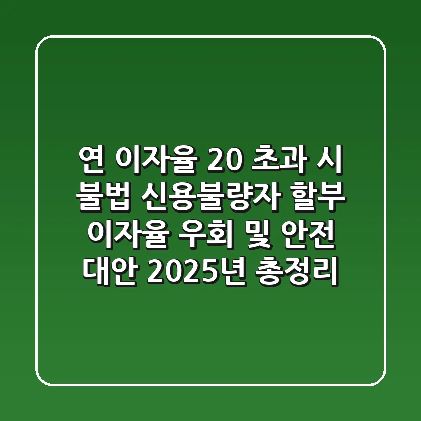"연 이자율 20% 초과 시 불법", 신용불량자 할부 이자율 우회 및 안전 대안 2025년 총정리
