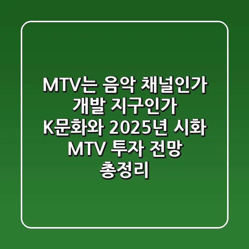“MTV는 음악 채널인가, 개발 지구인가?”, K-문화와 2025년 시화 MTV 투자 전망 총정리