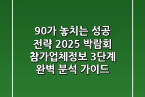 “90%가 놓치는 성공 전략”, 2025 박람회 ‘참가업체정보’ 3단계 완벽 분석 가이드