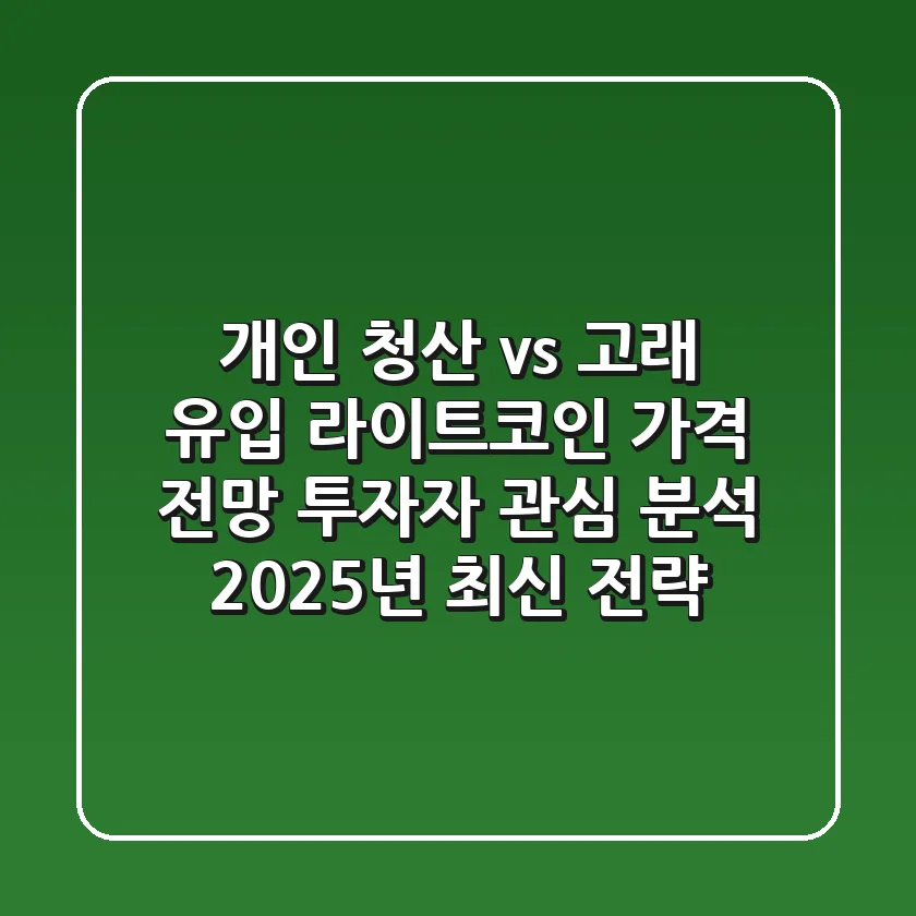 "개인 청산 vs 고래 유입", 라이트코인 가격 전망 투자자 관심 분석 (2025년 최신 전략)
