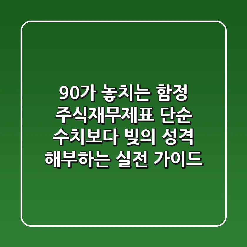 "90%가 놓치는 함정", 주식재무제표 단순 수치보다 '빚의 성격' 해부하는 실전 가이드