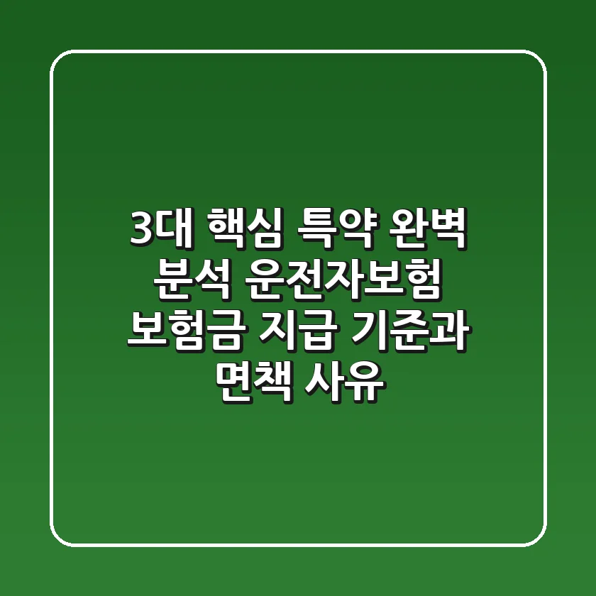 "3대 핵심 특약 완벽 분석", 운전자보험 보험금 지급 기준과 면책 사유