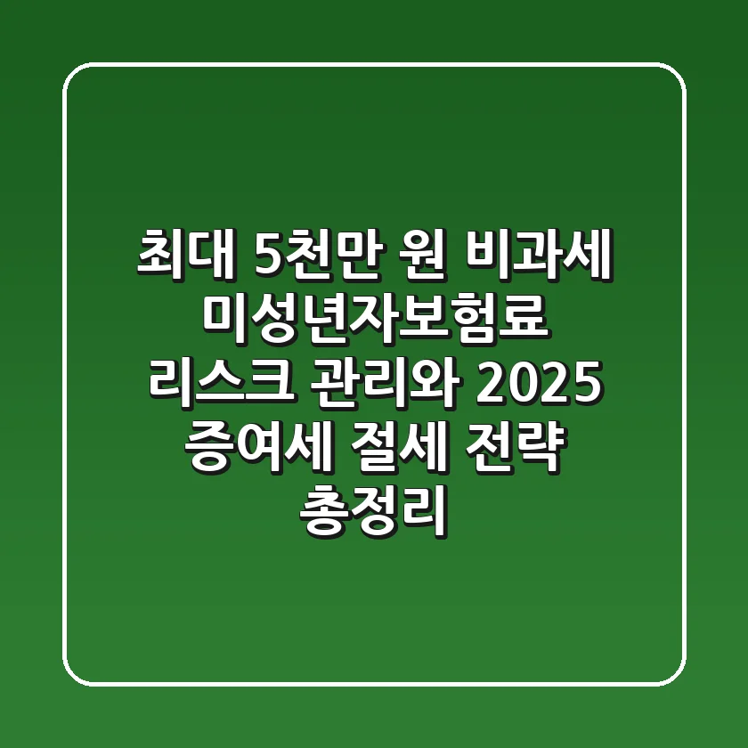 "최대 5천만 원 비과세?", 미성년자보험료 리스크 관리와 2025 증여세 절세 전략 총정리
