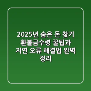 "2025년 숨은 돈 찾기", 환불금수령 꿀팁과 지연 오류 해결법 완벽 정리