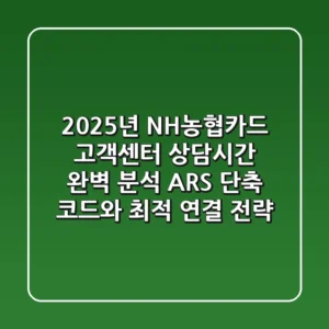 "2025년 NH농협카드 고객센터 상담시간 완벽 분석", ARS 단축 코드와 최적 연결 전략