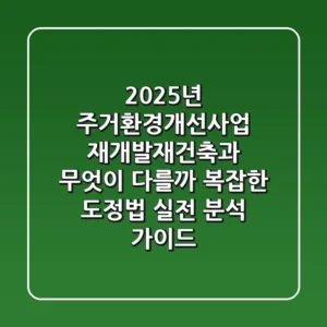 "2025년 주거환경개선사업, 재개발·재건축과 무엇이 다를까? 복잡한 '도정법' 실전 분석 가이드"