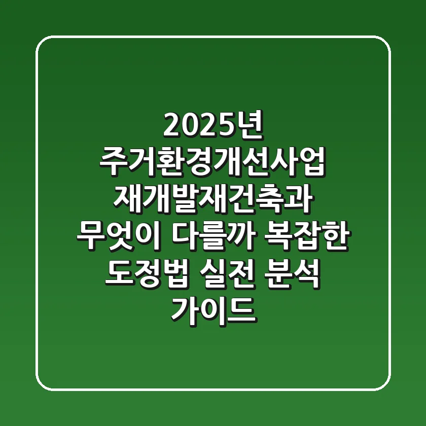 "2025년 주거환경개선사업, 재개발·재건축과 무엇이 다를까? 복잡한 '도정법' 실전 분석 가이드"
