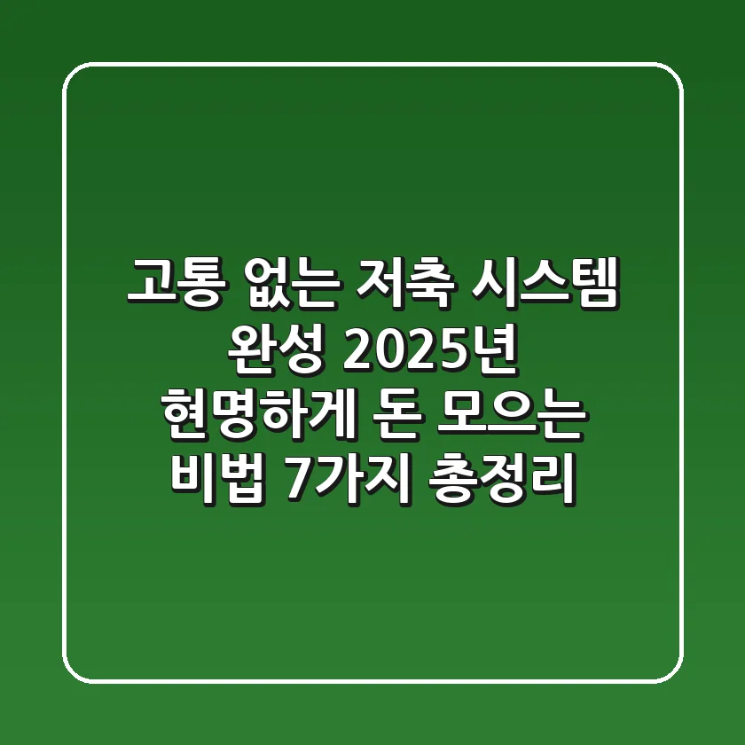 "고통 없는 저축 시스템 완성", 2025년 현명하게 돈 모으는 비법 7가지 총정리