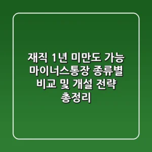 "재직 1년 미만도 가능", 마이너스통장 종류별 비교 및 개설 전략 총정리