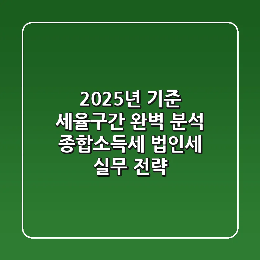 "2025년 기준" 세율구간 완벽 분석: 종합소득세, 법인세 실무 전략