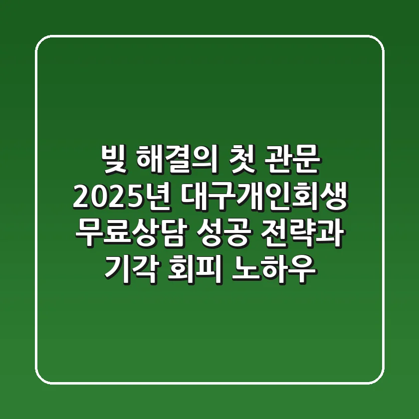 “빚 해결의 첫 관문”, 2025년 대구개인회생 무료상담 성공 전략과 기각 회피 노하우