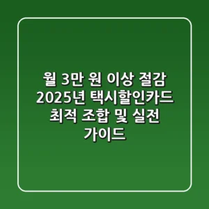 “월 3만 원 이상 절감”, 2025년 택시할인카드 최적 조합 및 실전 가이드