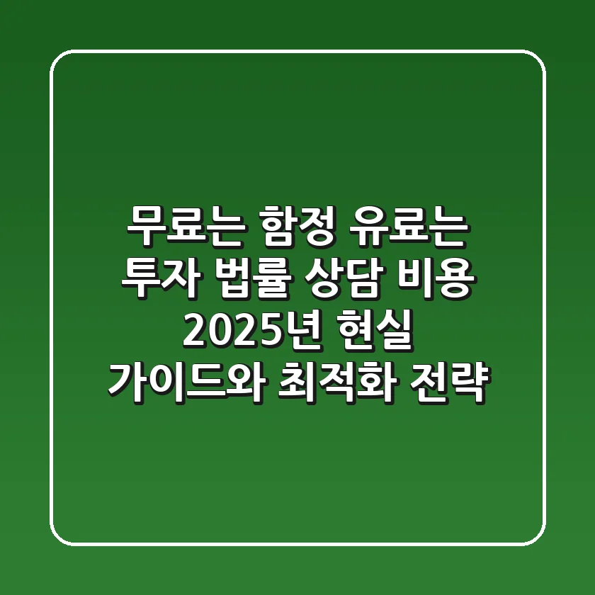 “무료는 함정, 유료는 투자” 법률 상담 비용 2025년 현실 가이드와 최적화 전략