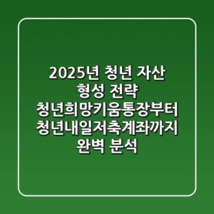 "2025년 청년 자산 형성 전략", 청년희망키움통장부터 청년내일저축계좌까지 완벽 분석