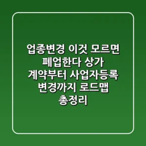"업종변경, 이것 모르면 폐업한다", 상가 계약부터 사업자등록 변경까지 로드맵 총정리