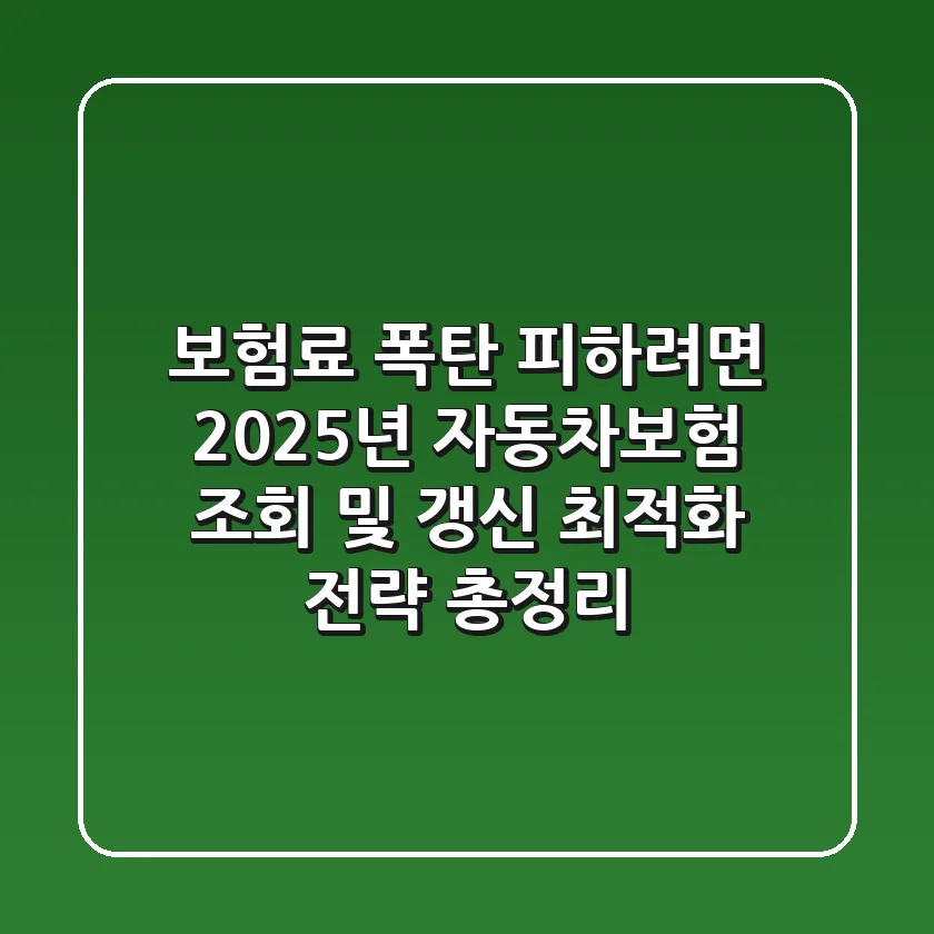 "보험료 폭탄 피하려면?", 2025년 자동차보험 조회 및 갱신 최적화 전략 총정리
