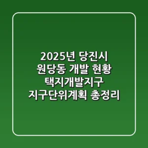 "2025년 당진시 원당동 개발 현황", 택지개발지구 지구단위계획 총정리