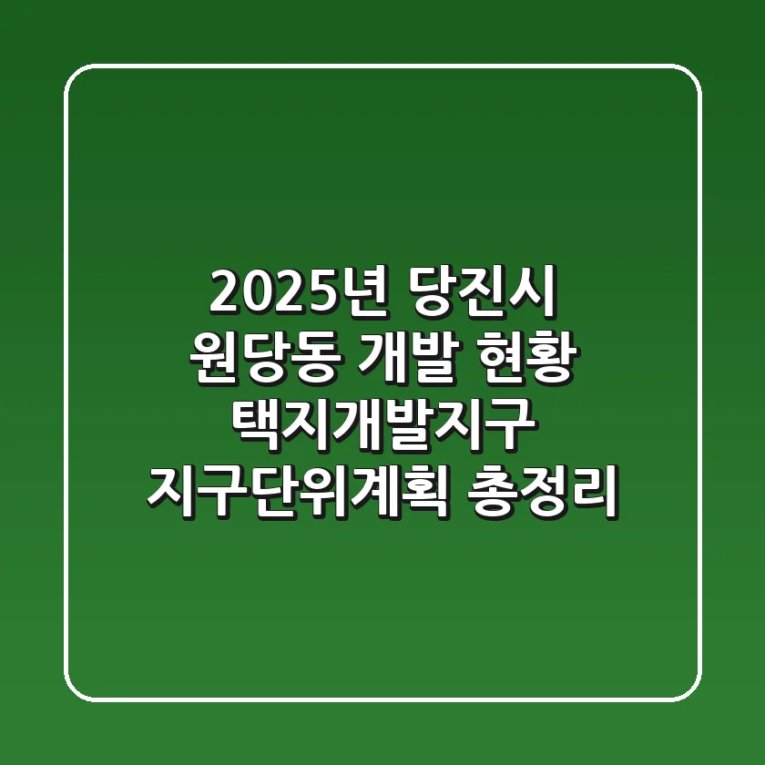"2025년 당진시 원당동 개발 현황", 택지개발지구 지구단위계획 총정리