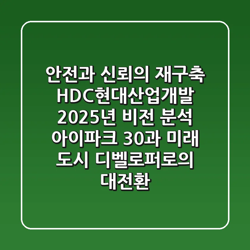 "안전과 신뢰의 재구축", HDC현대산업개발 2025년 비전 분석: 아이파크 3.0과 미래 도시 디벨로퍼로의 대전환