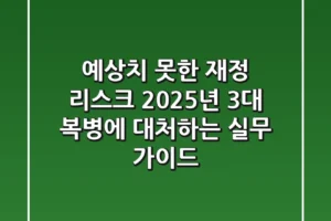 “예상치 못한” 재정 리스크, 2025년 3대 복병에 대처하는 실무 가이드