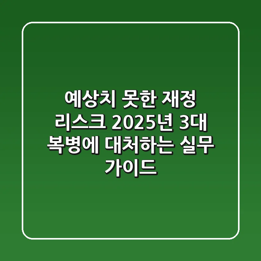 "예상치 못한" 재정 리스크, 2025년 3대 복병에 대처하는 실무 가이드