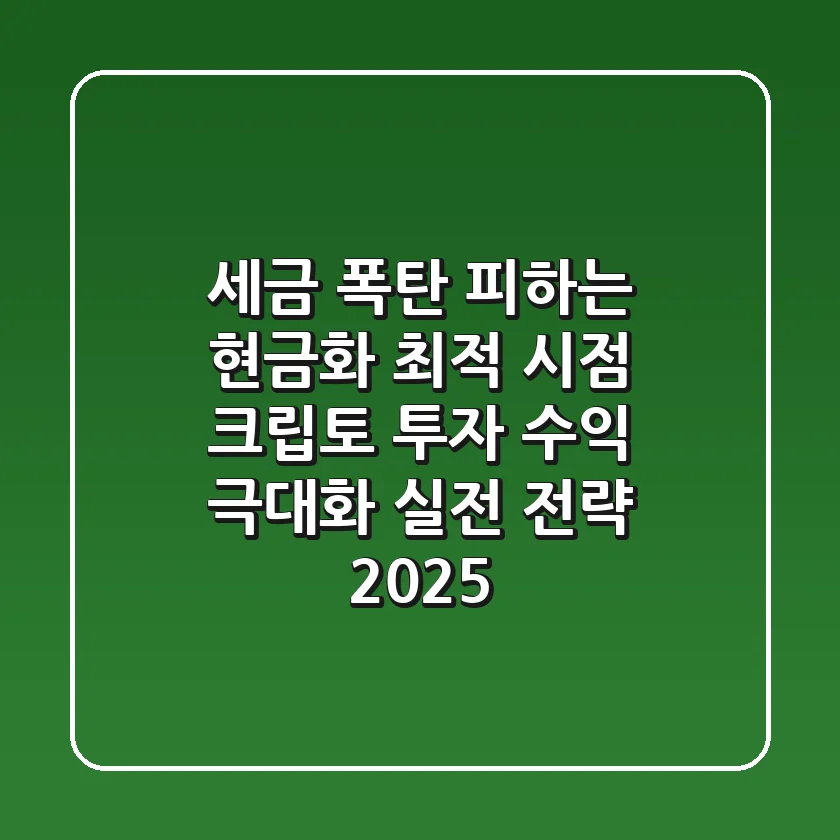 "세금 폭탄 피하는 현금화 최적 시점", 크립토 투자 수익 극대화 실전 전략 2025