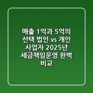 "매출 1억과 5억의 선택", 법인 vs 개인 사업자, 2025년 세금·책임·운영 완벽 비교