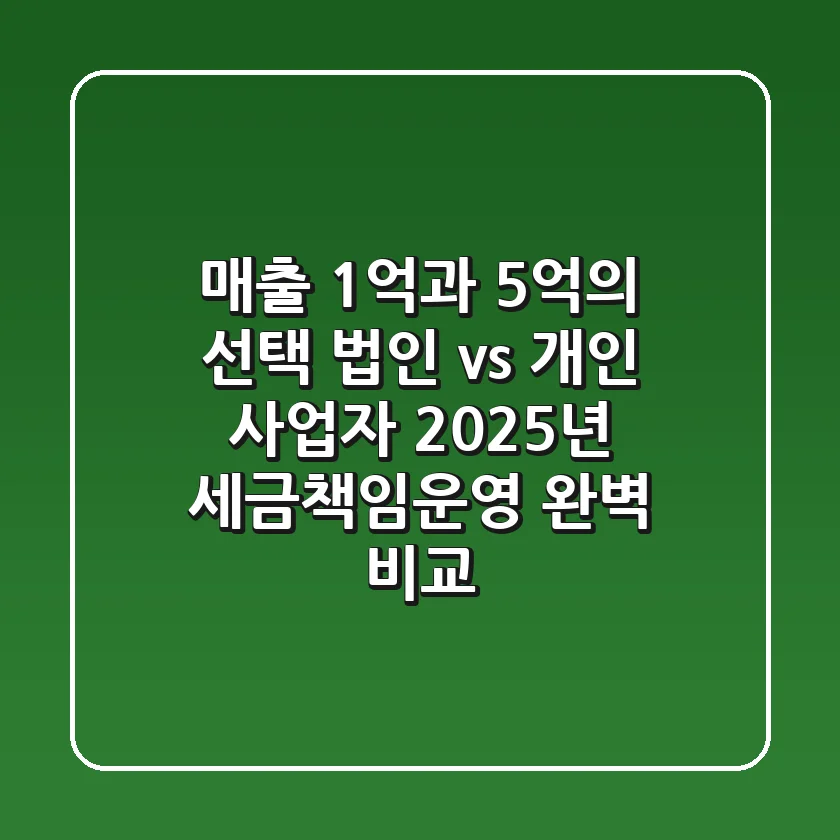 "매출 1억과 5억의 선택", 법인 vs 개인 사업자, 2025년 세금·책임·운영 완벽 비교